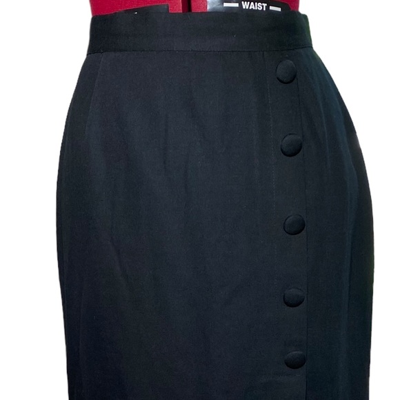 Vintage Worthington Petite Black Side Button Maxi Long Career Skirt Size 8 - Picture 2 of 7